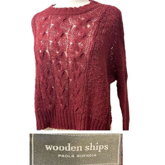 Wooden Ships Mohair Wool Blend Drop Shoulder L/S Boxy Slouchy Open Knit Sweate - Picture 1 of 9